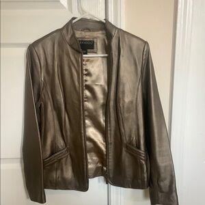 Bernardo Bronze Blazer Sleek Modern Design Leather Jacket Small Women’s